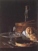 Melendez, Luis Eugenio Still-Life with a Box of Sweets and Bread Twists Spain oil painting artist